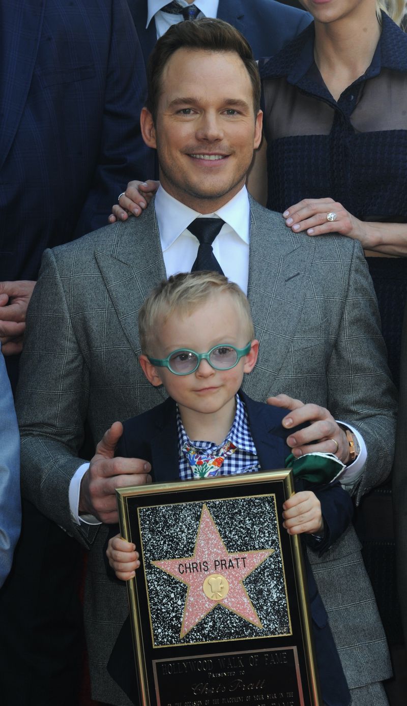 Schauspieler Chris Pratt und Sohn Jack Pratt bei Chris Pratt