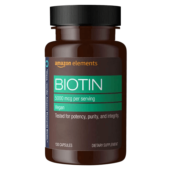Amazon Elements Veganes Biotin 5000 mcg - Haare, Haut, Nägel - 130 Kapseln