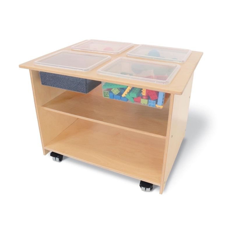 Whitney Brothers Mobiler Montessori Sensorischer Tisch mit Deckeln und Tabletts