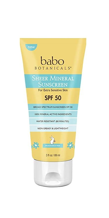 Babo Botanicals Sheer Mineral Sunscreen Lotion LSF 50, 3 Oz.