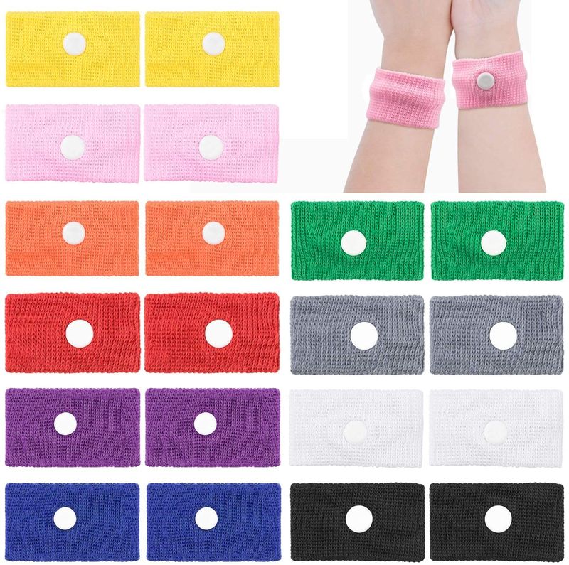 Dieses 10er-Pack Übelkeitsbänder für die Schwangerschaft enthält eine Vielzahl leuchtender Farben und ist auch in Schwarz erhältlich.